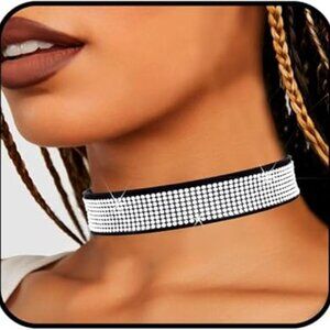 Rhinestones Choker Necklace Lots of Bling Great for Party Wedding Prom